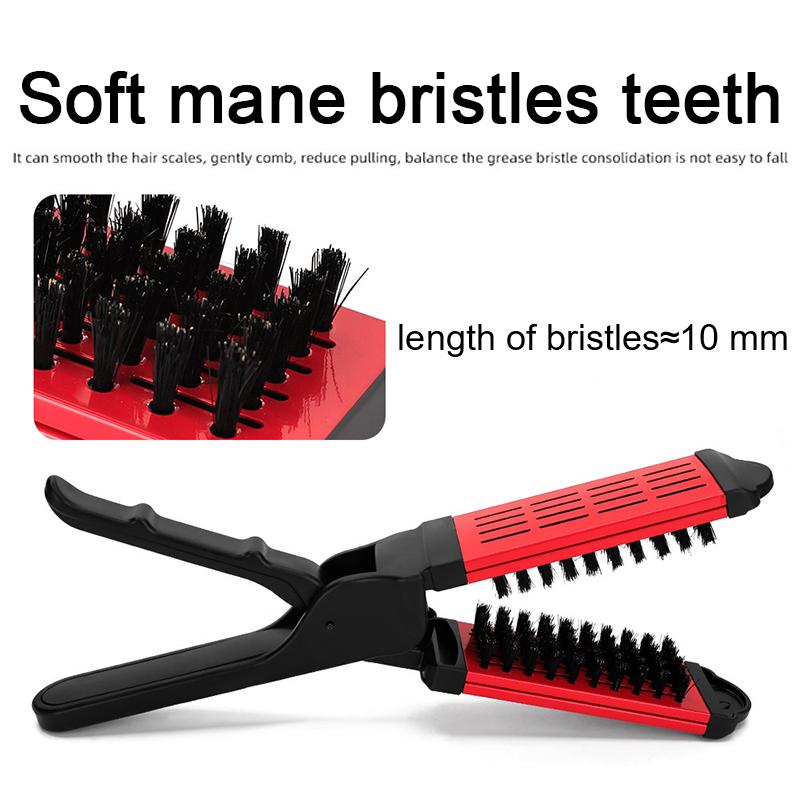 1pcs Professional Hair Straightener Brush High Quality V-shape Double Sided Clamp Flat Comb Anti-static Hair Beauty Styling Tool