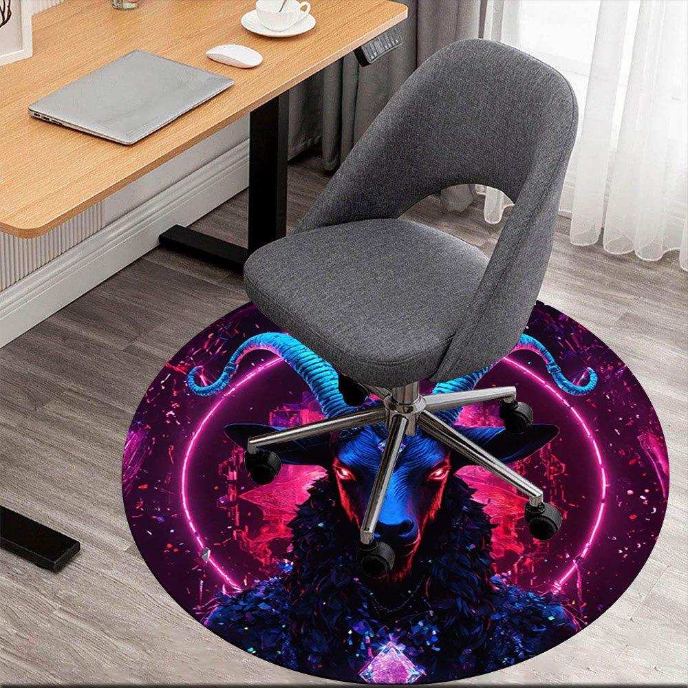 

Neon Gothic Ram Head Circle Sticker DecalRound Non-Slip chair mat chair carpet for office Rugs for Office Decor Gift For Valentine s Day Mother s Day 80cm by 80cm