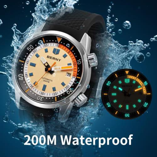 Potápěčské hodinky BERNY Pánské pánské hodinky Pánské potápěčské hodinky Automatické hodinky Pánské 20ATM voděodolné safírové sklo Super jasné potápěčské hodinky