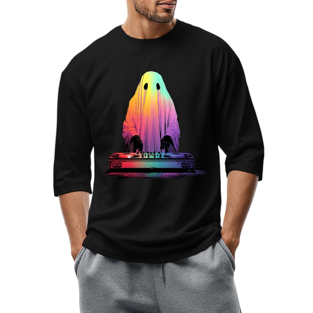 Men'S Round Neck Three-Quarters Sleeve Top Casual Fashion T-Shirt