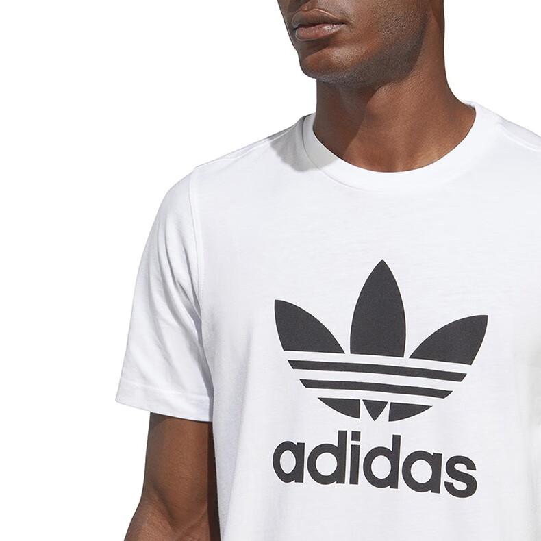 adidas Eredeti Trefoil Logó Nyomott Kerek Nyakú Sport Póló Férfi Felső Fehér IA4816