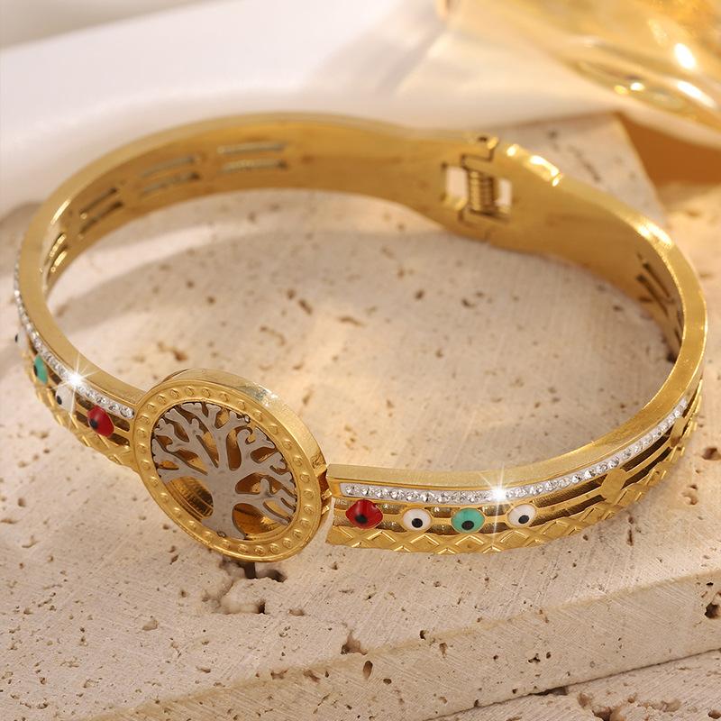 Women's Tall Tree of Life Four-leaf Flower Hollow European and American Style Jewelry Bracelet