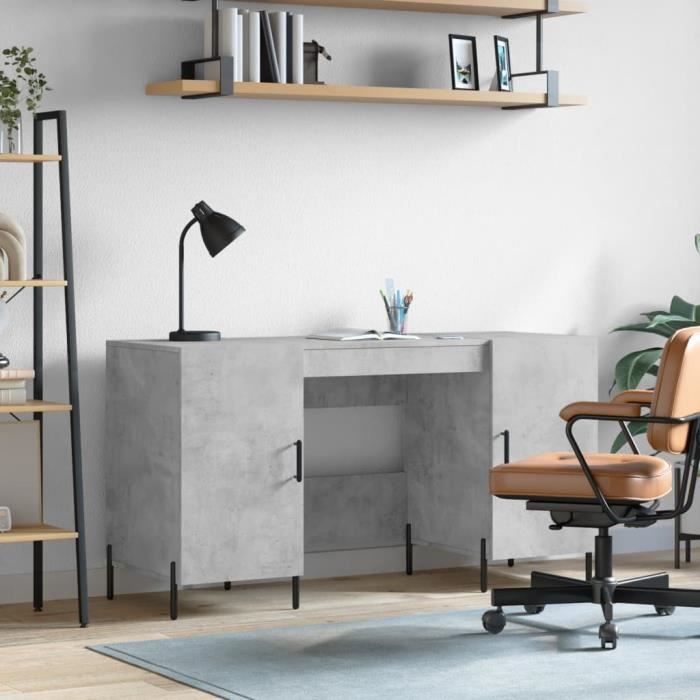 VidaXL Bureau gris béton 140x50x75 cm bois d'ingénierie 829560