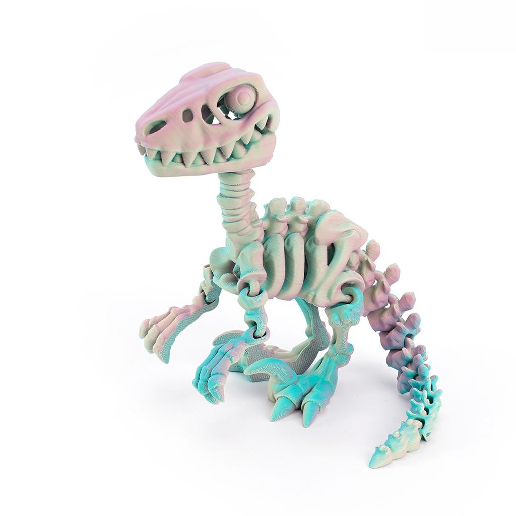 3D Printed Mini Dinosaur Skeleton Model Movable Joints Velociraptor Decor Office Desk Ornament Kids Gift Home Decoration