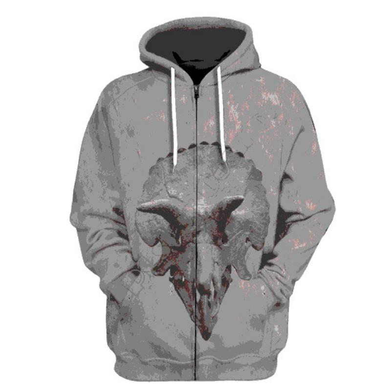 Spring and Autumn Men's Long Sleeve Hoodie Creative 3D Digital Print Zipper Cardigan Top Sweater