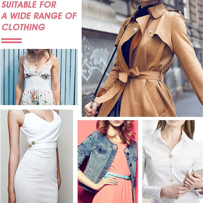 5Pcs No Sew Button Pins Cover Up Buttons Women Shirt Brooch Buttons Detachable Buttons Pins For Clothes Shirt Sweater Decor