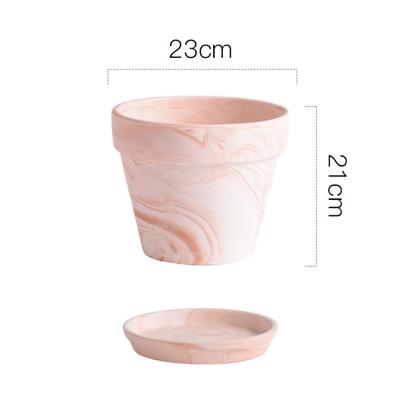 Terracotta Nordic Ceramic Flower Pot with Tray - Large, Coarse Pottery for Succulents and Pothos