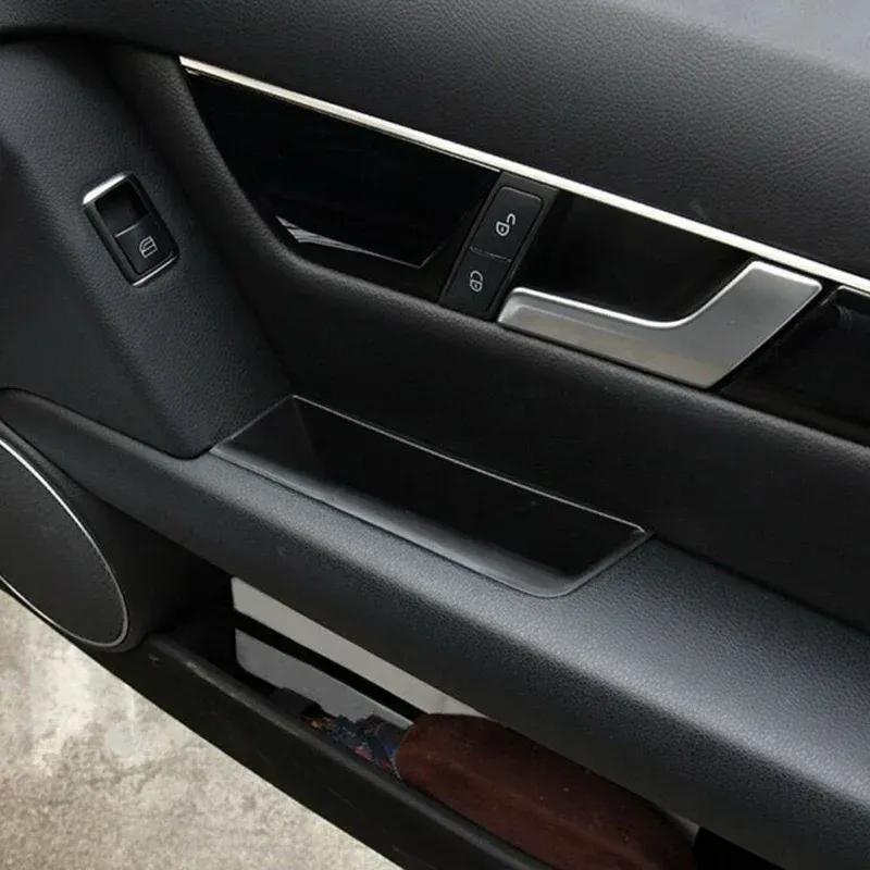 2 Pieces Car Storage Box Front Door Side Handle Organizer for Mercedes-Benz C Class W204 2008-2014 Black ABS Plastic