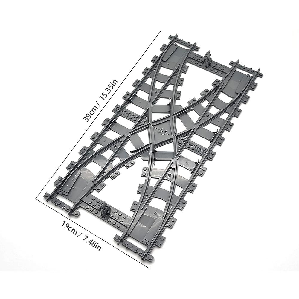 City train track expansion set, straight track, curved track, branch track, DIY assembly building block toy accessories