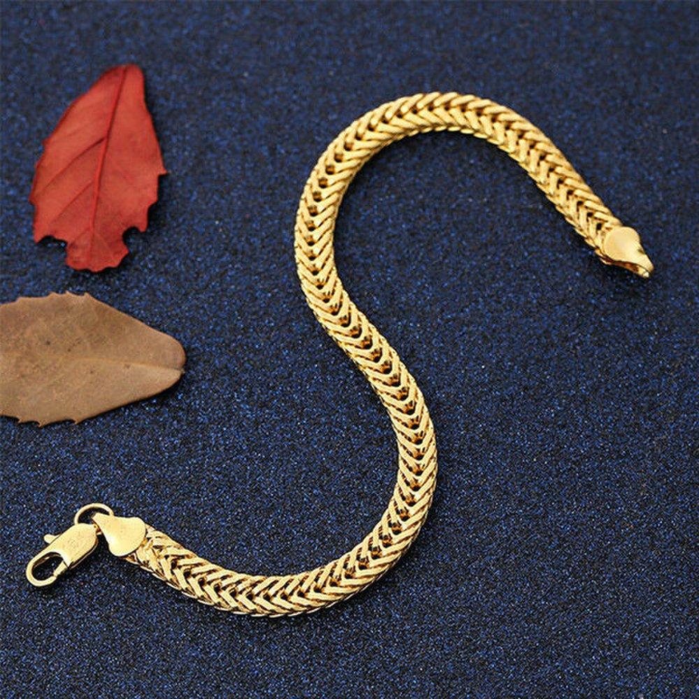 18K 21cm Bracelet Gold Gp Gold Gold Chain Boyfriend Men's Unique Gold Chain Chain Bracelet