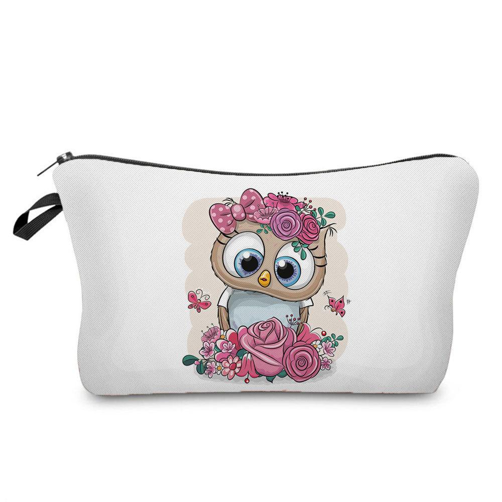 Women Owl Print Cosmetic Bag Toiletries Organize Travel Storage Case 6697