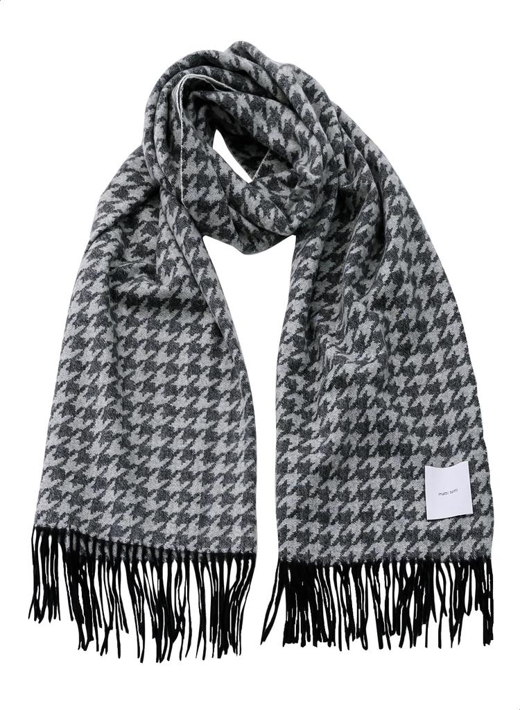 matti totti Plover and Black Cashmere Plover and Houndstooth Check Cashmere Stole, Large, Thick, Women's, Pattern, Long, Reversible, Stole, Gift,