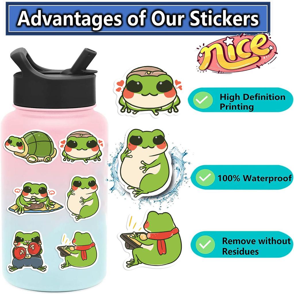 50 Cartoons, Ever-changing Frogs, Graffiti Stickers, Guitar, Notebook Suitcase, DIY Waterproof Stickers
