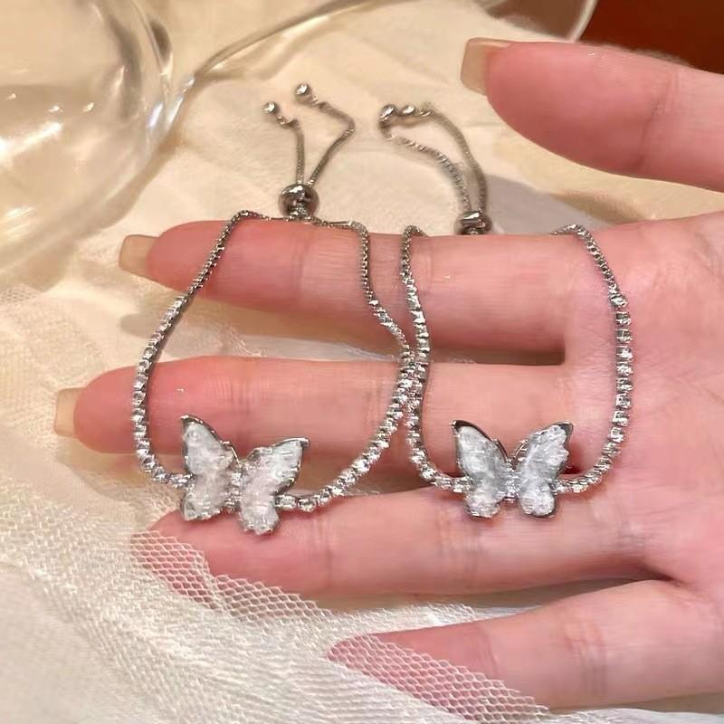 Stylish Blue Pink Butterfly Crystal Bracelet Sweet Princess Style Jewelry Fashion