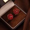Fashion Niche Design Stud Earrings Multi-Layer Camellia Crystal Earrings Women'S Personality Simple Ear Buckle Versatile Earrings