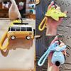 Unique Cartoon Airplane Keychain PU Leather Bag Pendant Exquisite Bus Shape Keychain  Daily Use