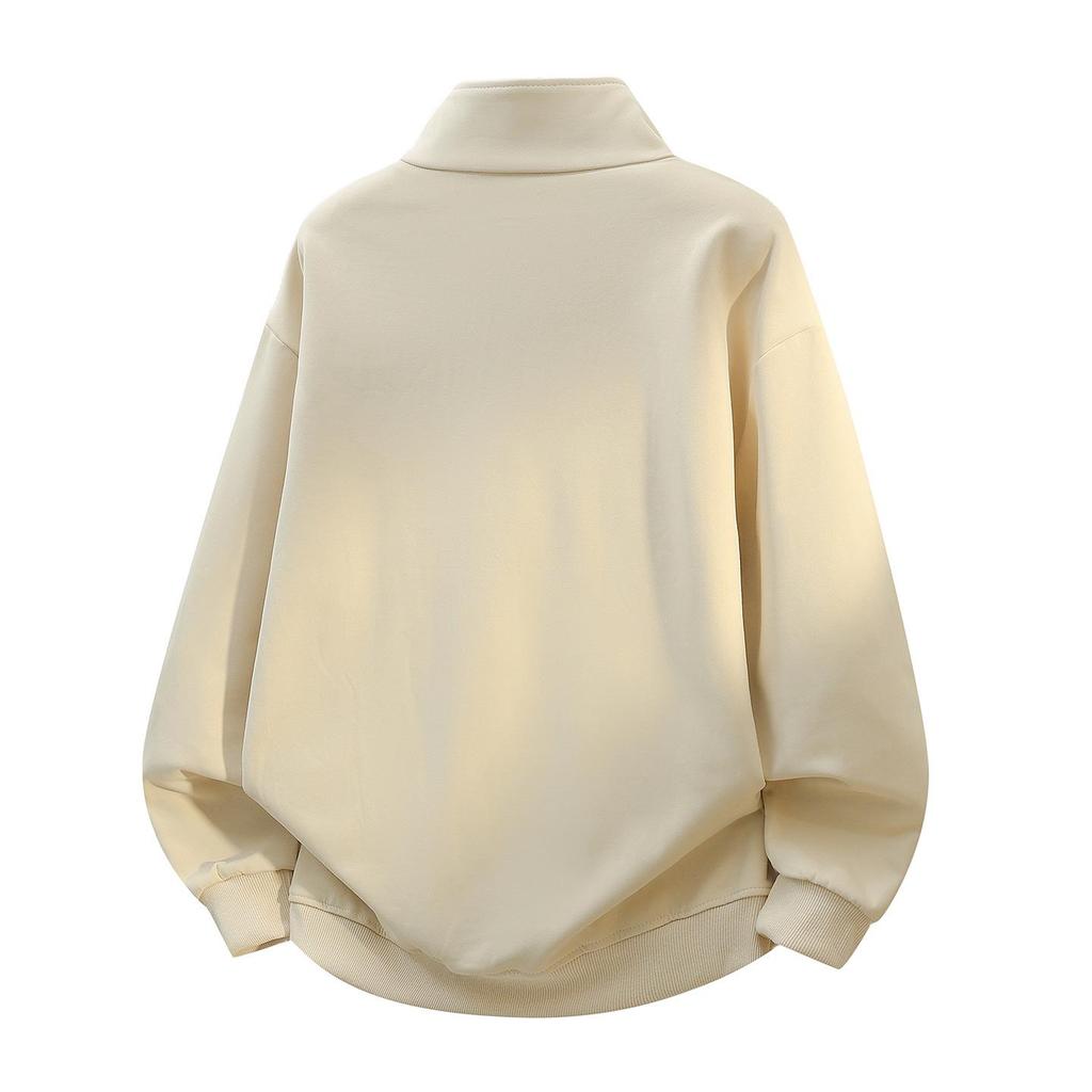 American Rap Hip Hop High Street Thickened Half-Zip Bboy Hoodie with Zipper and Round Neck