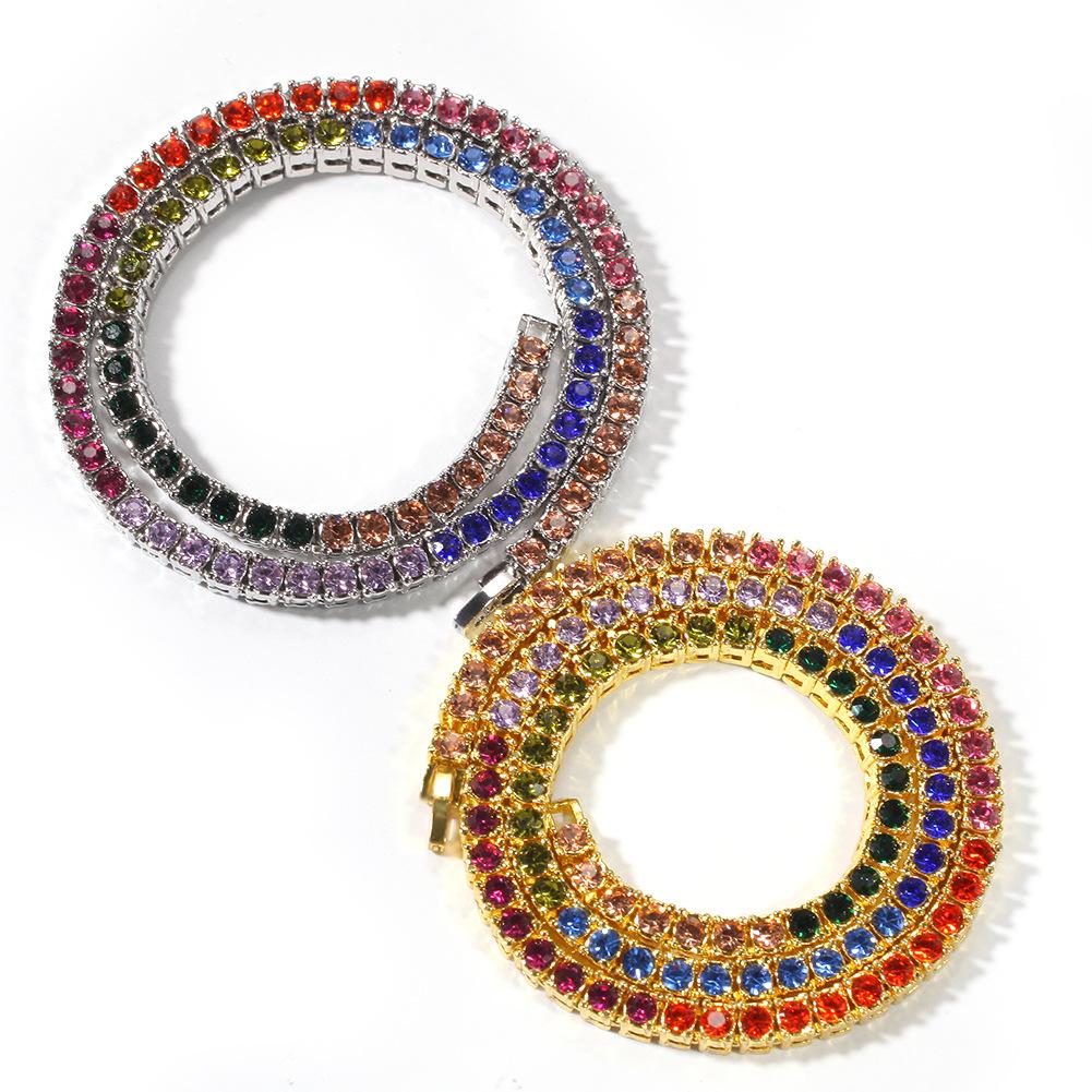 European and American 4mm Alloy Colored Diamonds, A Row of Necklaces, Hipster Exaggerated Personalized Jewelry