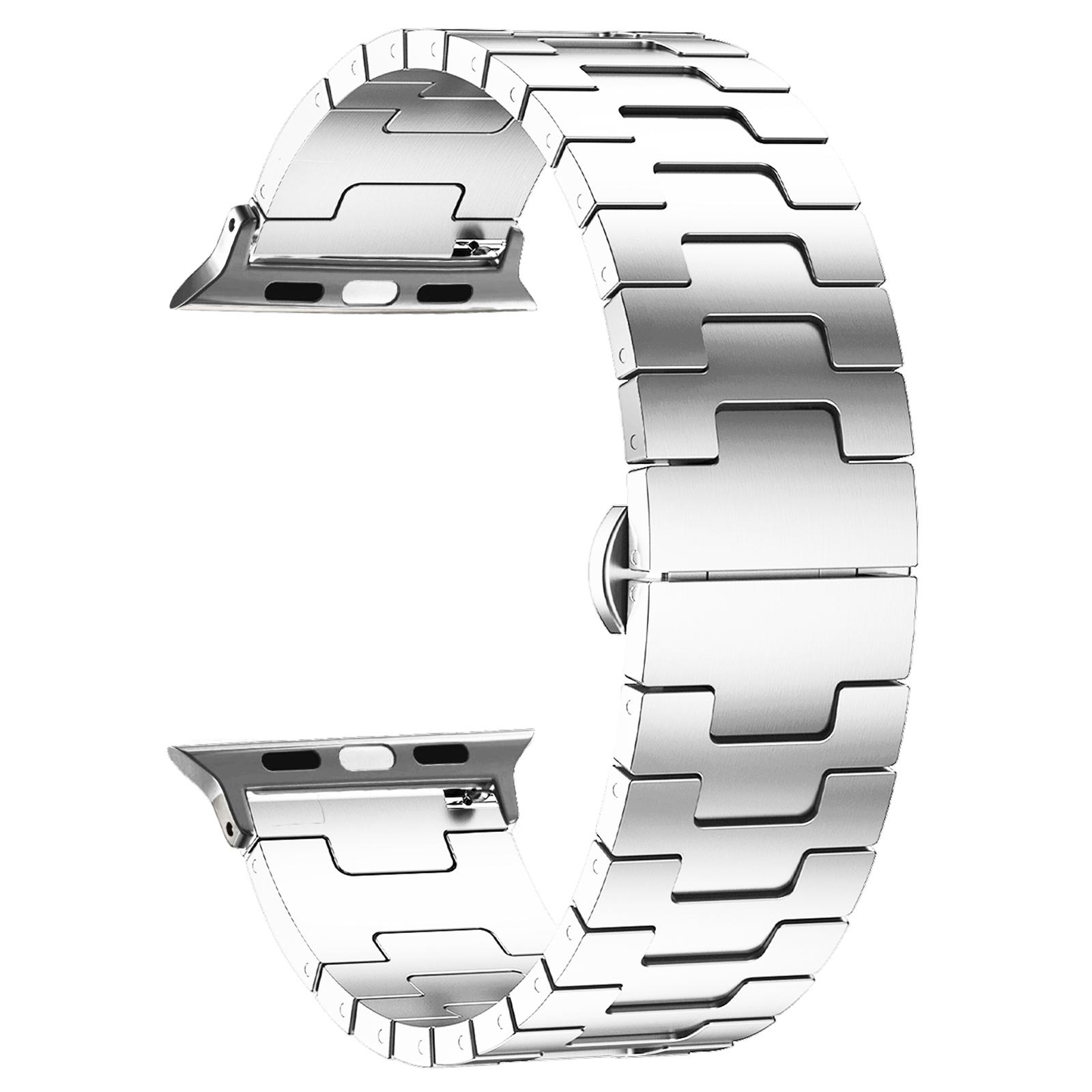 

Металлический ремешок для Apple Watch Series 10 46мм/Ultra 2/Ultra 49мм/9 8 7 45мм/SE (2023) SE (2022) SE 6 5 4 44 мм/3 2 1 42 мм Silver