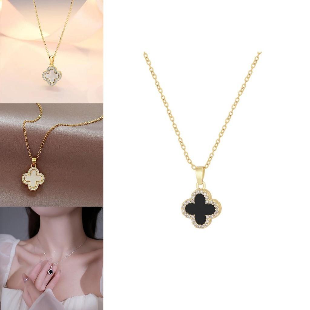 Fashionable Four-leaf Clover Sweater Chain For Women Alloy Material Geometric Design