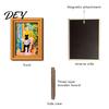 Reusable Picture Frame Set for Cabinets Cute Cat Magnetic Fridge Magnet, Vintage Wooden Frame, Fun Decorative Frames Office Whiteboards Scene