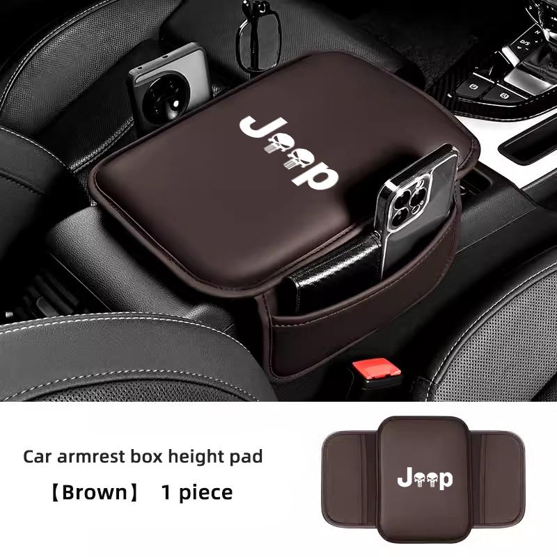 Car Center Console Protector Mat Armrest Pads With Storage Pocket For Jeep Wrangler JK Gladiator Renegade Grand Cherokee Wagonee AMW1