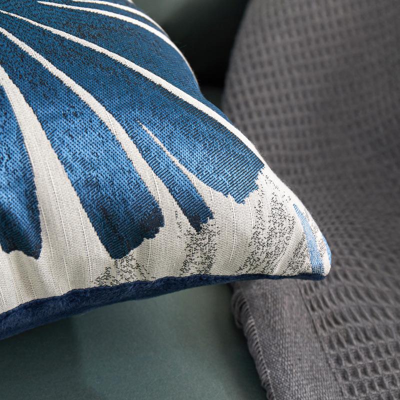 Same Style Jacquard High-precision Bedside Cushion Soft Package Geometric Leaf Square Cushion Leather Pillowcase Pastoral Style