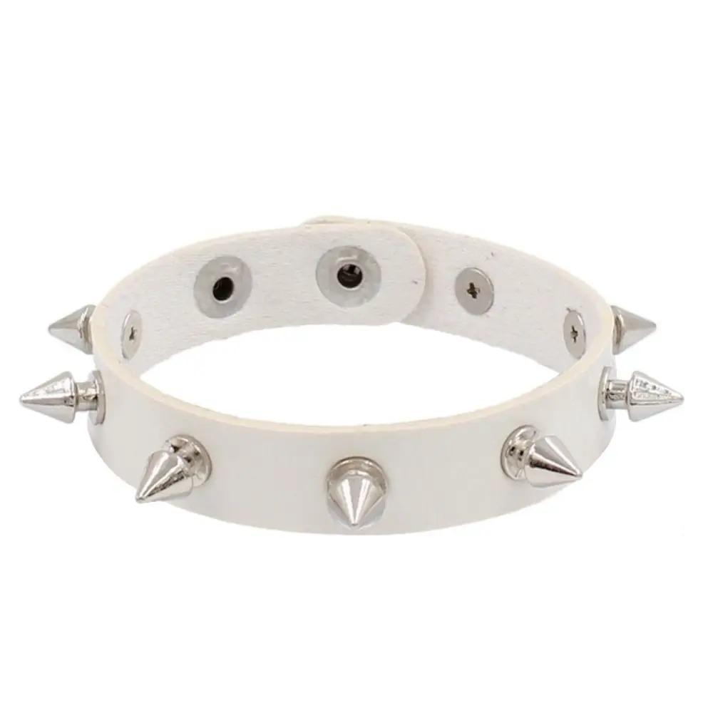 Unisex Gothic Studded Bracelet Pu Leather Adjustable Black Wristband Hip Hop Double-layer Colorful Rock Punk Cuff Bangle