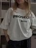 Camisetas de Moda de Verano con Estampado de Letras Prosecco Algodón Streetwear Americano Tops para Mujer 2024 Nuevas Manga Corta Cuello Redondo Holgadas Camisetas Y2K