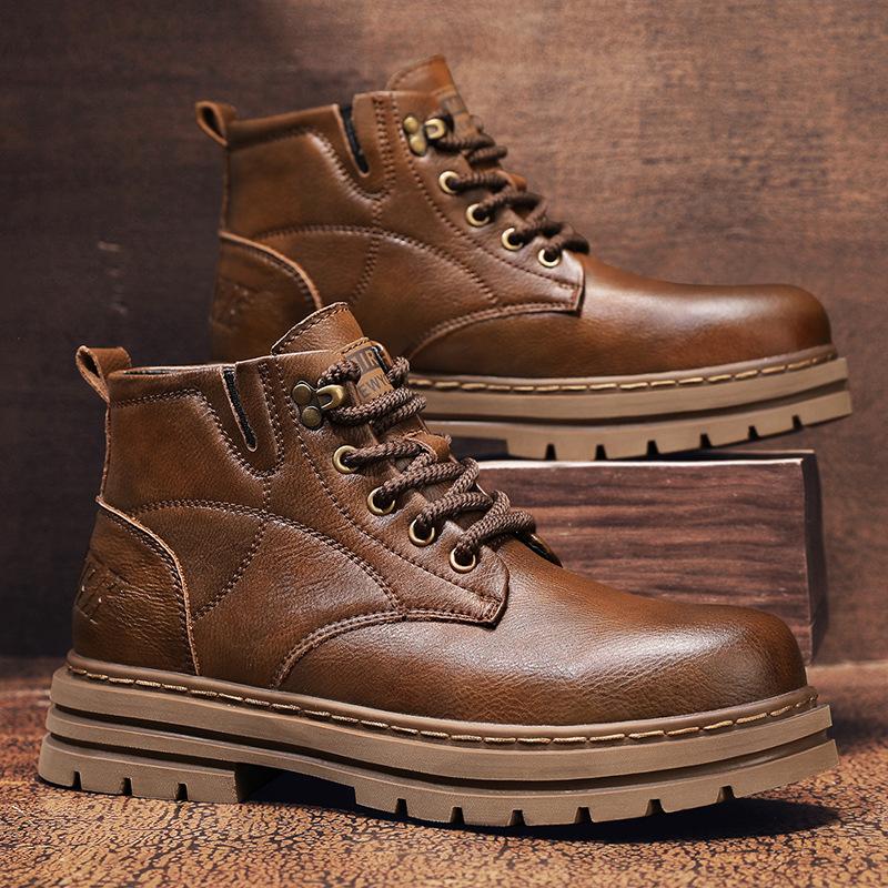 

2024 осень и зима новые кожаные ботинки Martin для отдыха на открытом воздухе на толстой подошве для пары, популярные импортные товары, износостойкие ботинки 45 коричневый