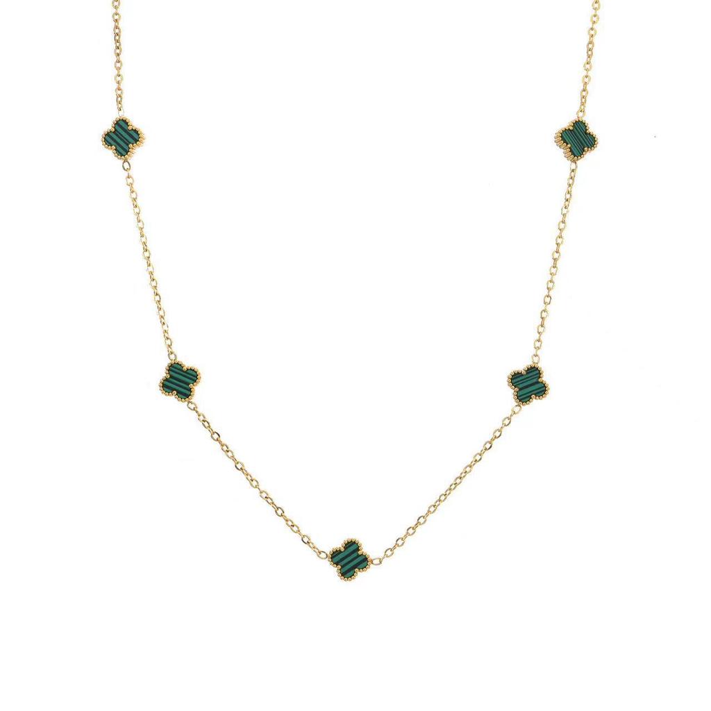 9MM Four-leaf Clover Shell Necklace 5 Flowers Women's Light Luxury All-match Clavicle Chain Necklace