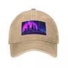 Cyan synthwave city Baseball Cap mens big size hat Snap Back Hat Golf  Mens Womens