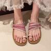 Fashion Weave Flats Women Flip Flops Designer Clip Toe Shoes Fashion Casual Beach Slides 2025 Summer New Sandals Elegant Sandalias Mujer