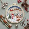 Christmas Embroidery Craft Set DIY 30x30cm Cotton Printed Fabric with 20cm Hoop Thread Needle Beginner Kit