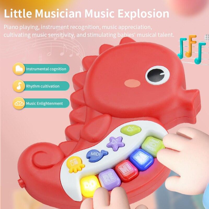 Baby Music Seahorse Toys Toddler Electronic Learning Sensory Toy with Piano Keyboard Lights Sounds Infant Birthday Gift