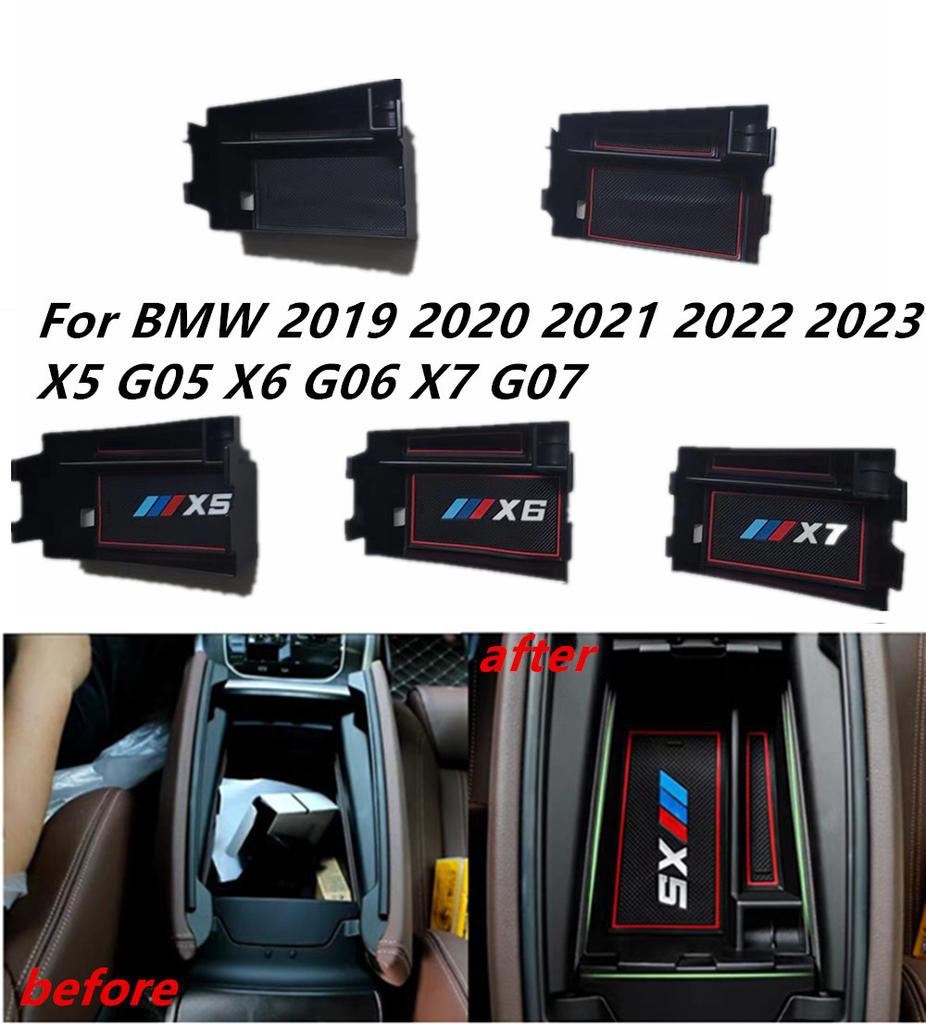 AAAOX1 For BMW 2019 2020 2021 2022 X5 G05 X6 G06 X7 G07 1Pc ABS Inner Armrest Storage Box Decoration Cover Trim Plastic Car Accessories
