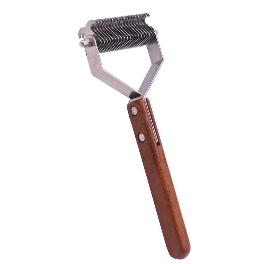 Double-Sided Wooden Handle Pet Detangling Comb - Grooming Tool for Dogs and Cats