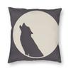 Minimalist Wolf Full Moon Square Pillowcase Polyester Linen Velvet Creative Zip Decor Bed Cushion Case 45X45