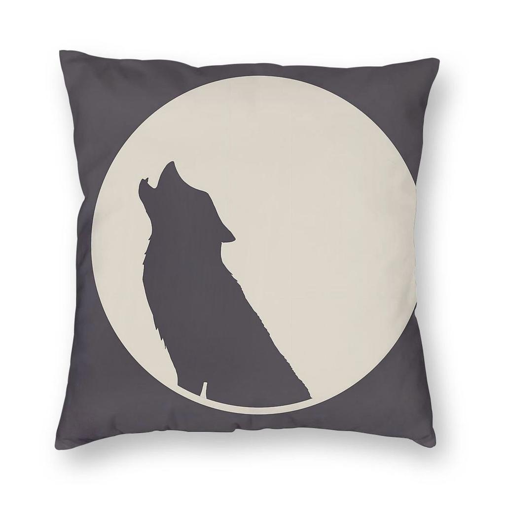 Minimalist Wolf Full Moon Square Pillowcase Polyester Linen Velvet Creative Zip Decor Bed Cushion Case 45X45