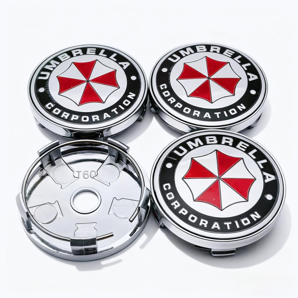 4pcs Umbrella Logo Emblem Badge Car Wheel Center Caps OD 60MM 56MM Wheels Hub Cap Rim Hubcaps Bust Cover Replace Car Accessories