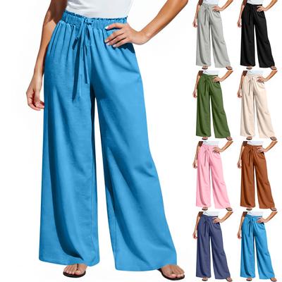 Modische Damen-Freizeithose mit Kordelzug, elastischem Bund, lockerem, weitem Bein