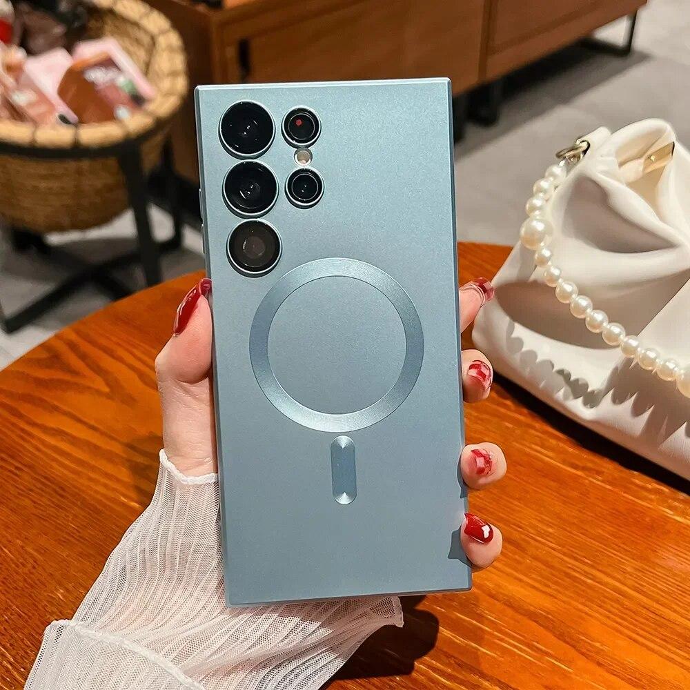 Pouzdra na telefon Magsafe Magnetic Wireless Charge pro Samsung Galaxy S23 S22 S21 Ultra S20 Fe Note 10 20 Ultra Shockproof Cover