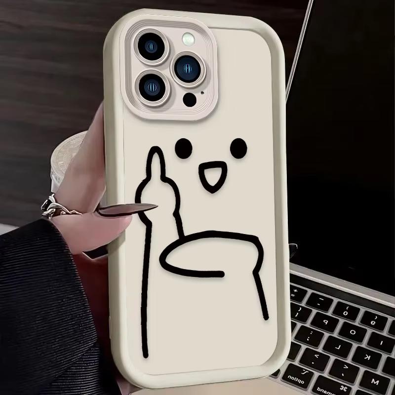 Cartoon Funny Despise Gesture Phone Case For iPhone 16 15 14 13 12 11 Pro Max XS Max XR 7 8 Plus Shockproof Silicone Back Cover