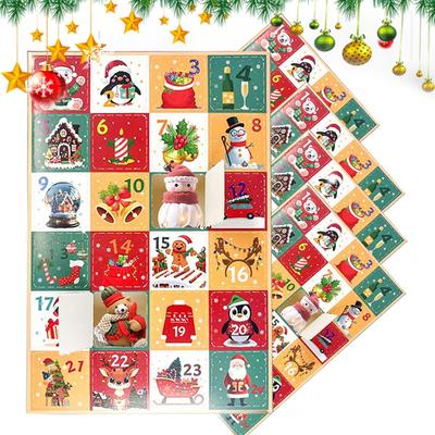 5Pcs 24 Grid Christmas Countdown Box Empty Surprise Gift Box Reusable Advent Calendar for Kids Party Favor Birthday Activity