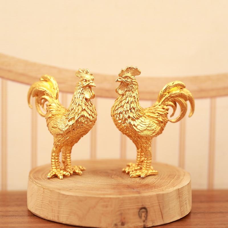 1 Stück Legierung Hahn Figur Aufwendige Goldene Federn Heimdeko Büro Geschenk Tischschmuck Teetier