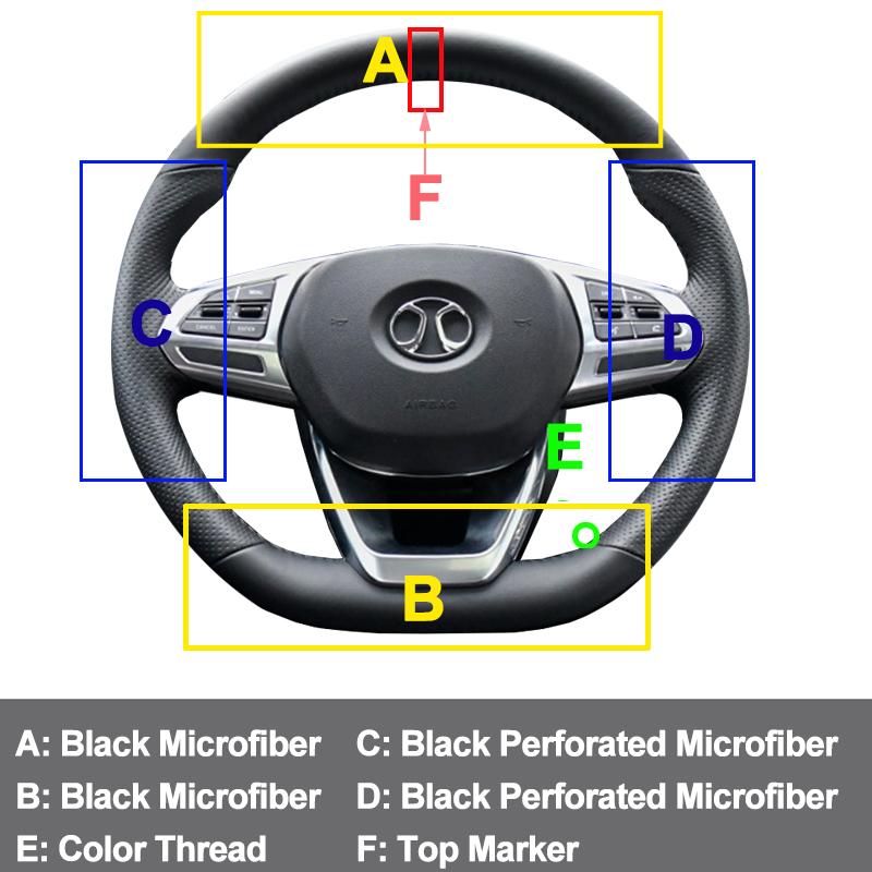 Hand Stitching Auto Car Steering Wheel Cover Wrap For Baic Senova X55 2018 Braid On Steering-wheel Holder Interior Accessories