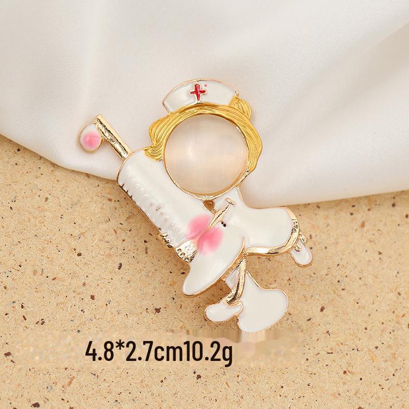 Epidemic Prevention Brooch: Cute Doctor/Nurse Pin, Personalized Fashion Alloy with Oil Drop Design