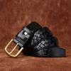 3.8Cm Retro Fashion Trend Versatile First-Layer Cowhide Woven Belt Men'S Genuine Leather Copper Buckle Woven Belt