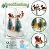 Animated Christmas Village Flying Sleigh with Rotating Santa Figurines Musical Light-Up Holiday Decorations Accessory