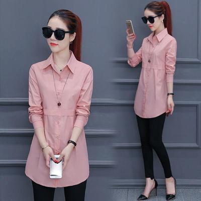 Camisa Feminina de Cor Sólida com Gola Lapela e Manga Longa, Estilo College, para Outono e Inverno